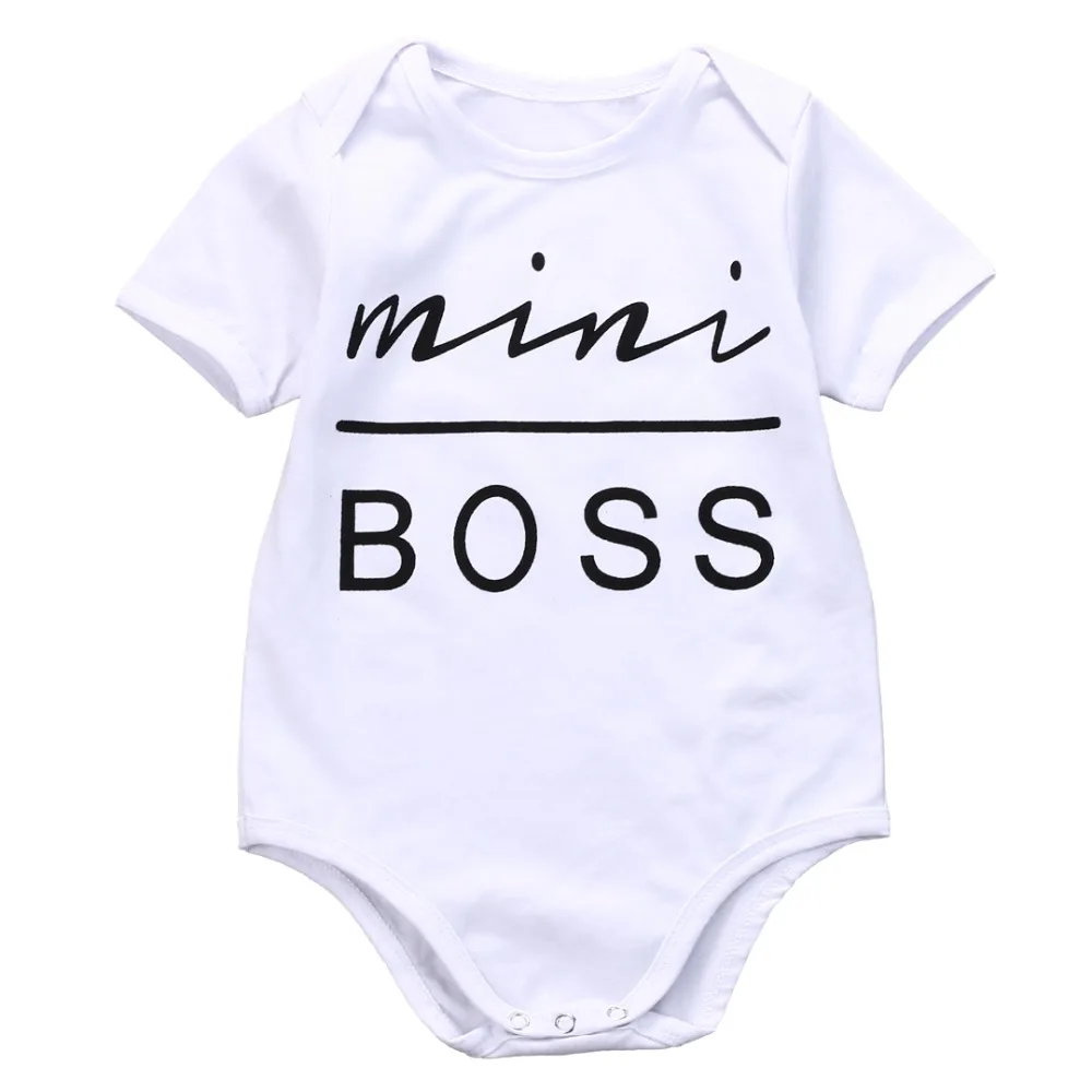 Хлопковое боди с короткими рукавами для новорожденных мальчиков и девочек, мини-комбинезон с надписью «Boss», детский комбинезон