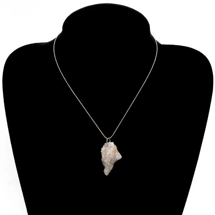 WarBLade грубое натуральное каменное Хрустальное подвесное ожерелье классическое неправильное ожерелье из друзы лавы кварцевого камня s для женщин ювелирное изделие подарок - Окраска металла: 3