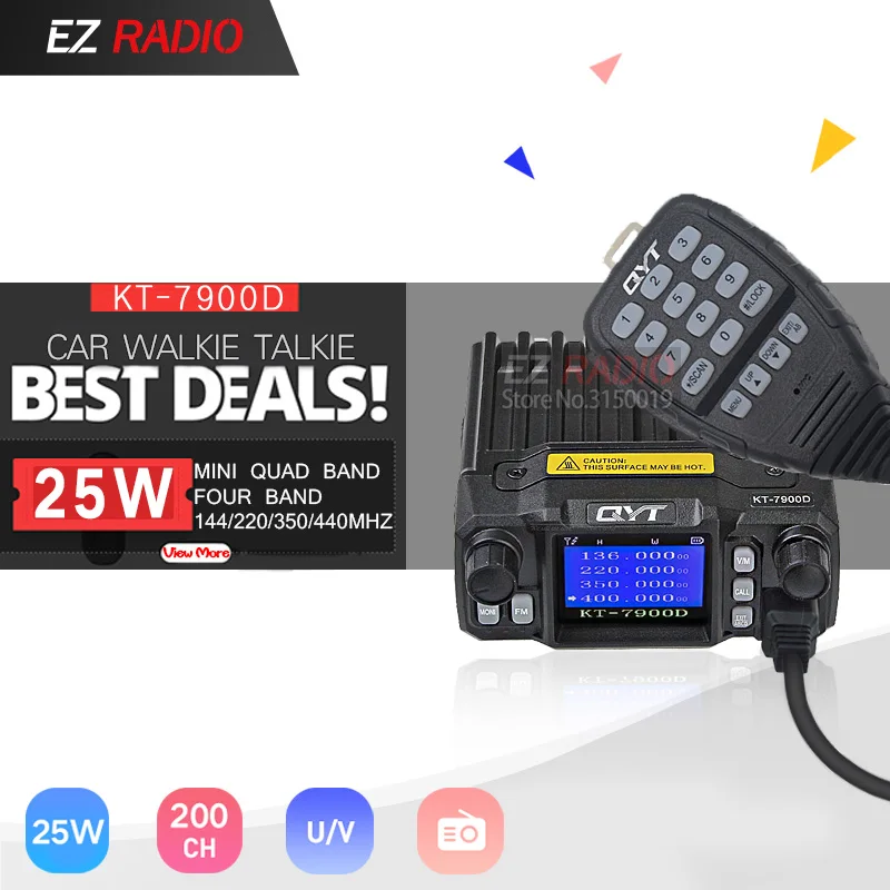 QYT KT 7900D 25W Quad Band Mobile Radio 4 Band Walkie Talkie 144/220 ...