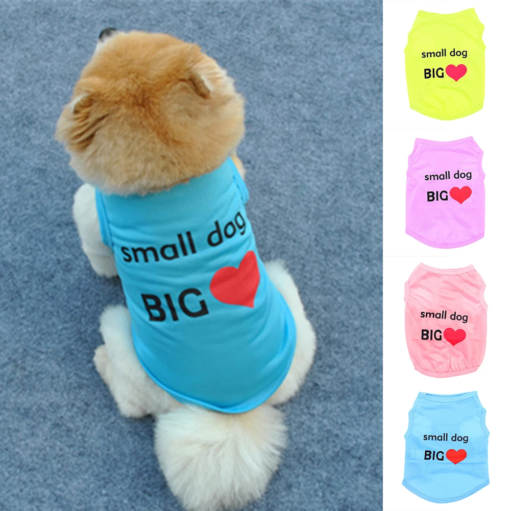 Summer Cute Small Dog Big Heart Print Dog Puppy Doggie Vest Pet Clothes Costume photo
