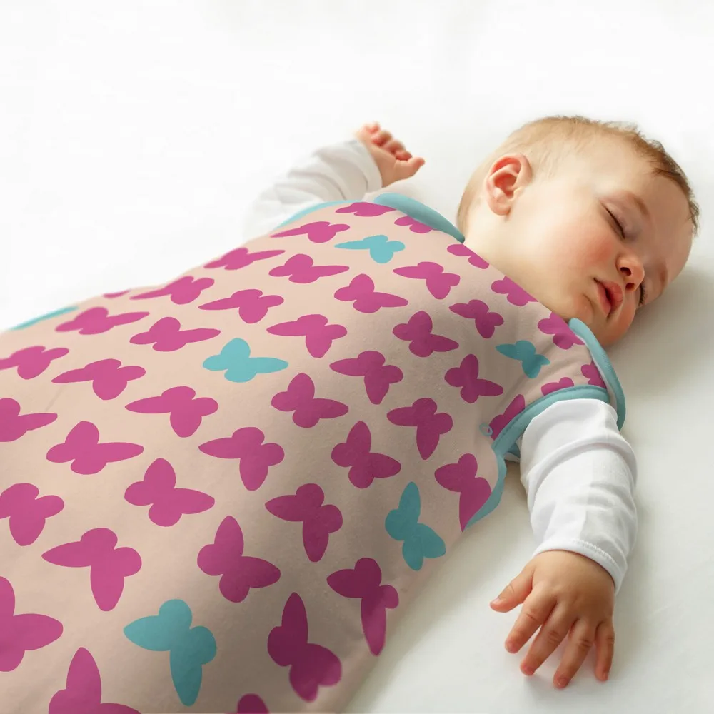 Компания Гро бабочки синий и розовый для маленьких детей спальный мешок 2,5 тог 0-6/6-18/18-36 месяцев
