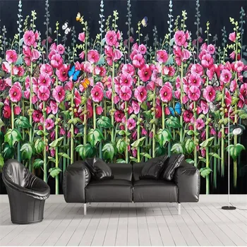 

HD hemp flower butterfly background wall professional production mural, wallpaper wholesale, custom poster photo wall