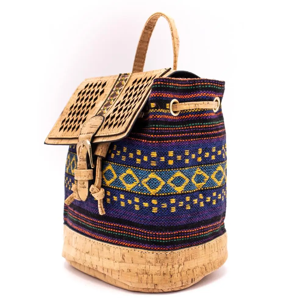  Cork backpack Colorful Textile eco vegan women vintage girls backpack Cotton Bag Casual Backpack La - 33039910028