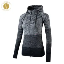Спортивная куртка на молнии с градиентом женская зимняя одежда для йоги и бега для активного отдыха облегающая эластичная мягкая толстовка на молнии