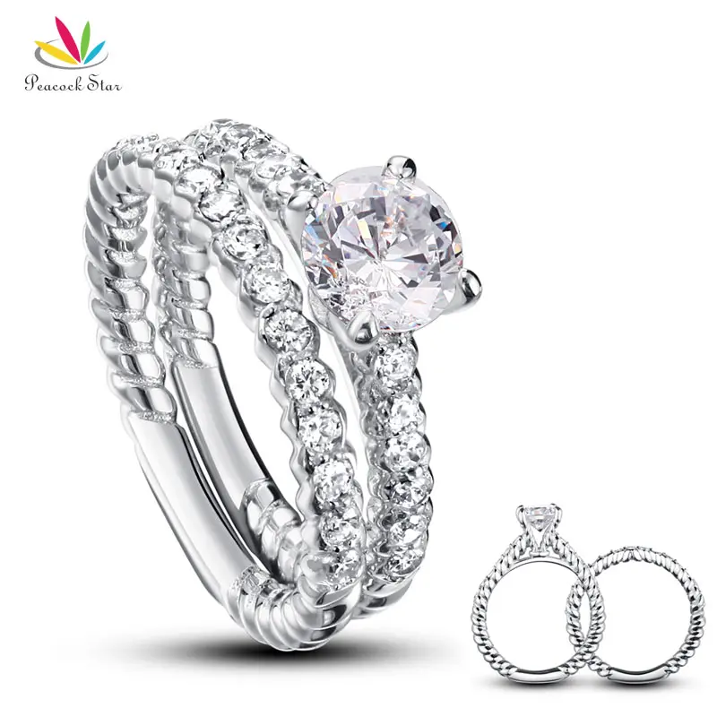 2 шт. кольцо из серебра 925 пробы 1 карат|engagement ring set|ring setsolid sterling silver |
