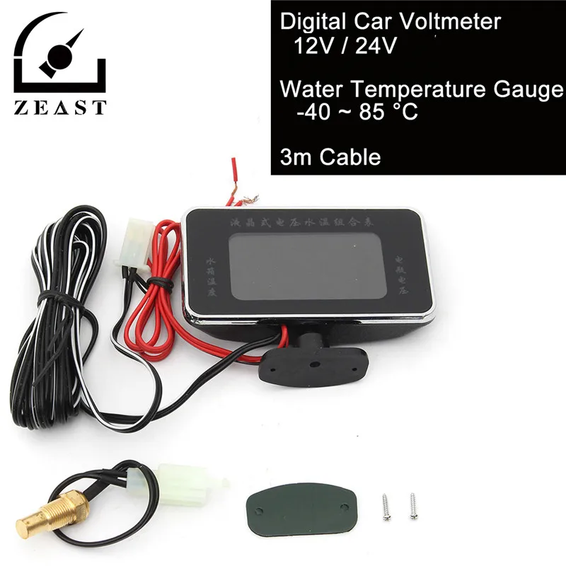

Thermometer Voltmeter 12V / 24V for Car Motor LCD Digital Display Panel Water Temperature Meter Gauge -40~85C