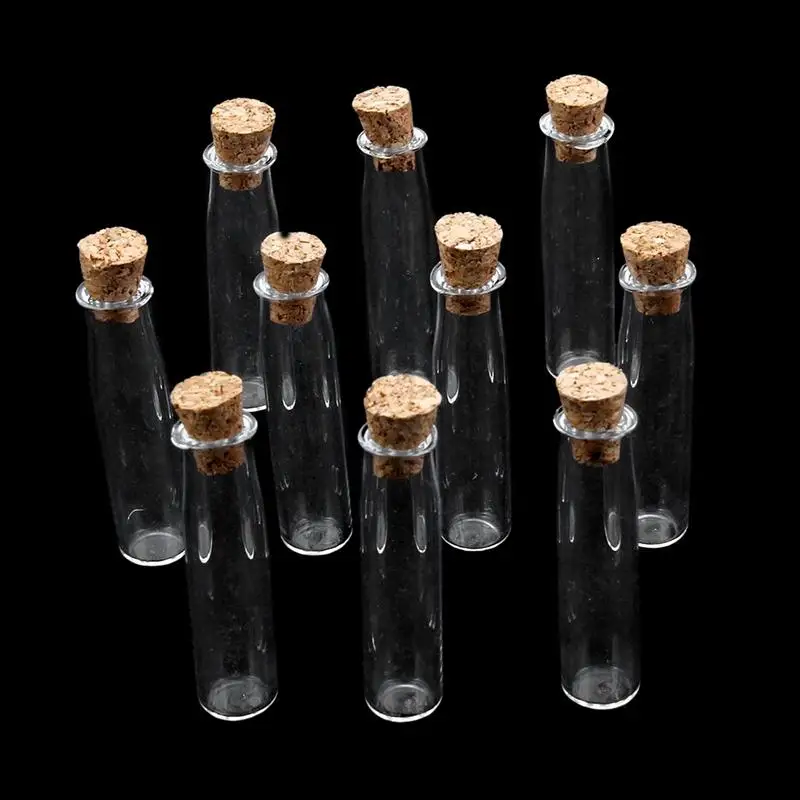 

10pcs Cylinder Shape Small Cute Mini Wishing Cork Stopper Glass Bottles Vials Jars Containers Event Party Wedding Decoration