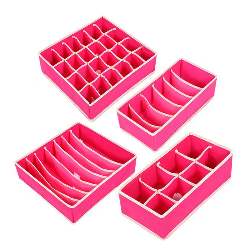 

4PCS/Set Foldable Organizer Drawer Storage Box Case For Bra Ties Underwear Socks Home Storage
