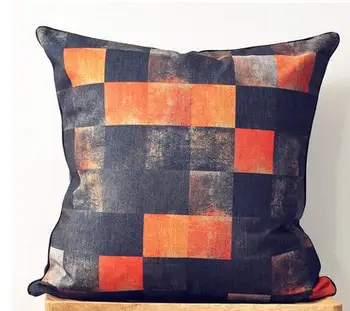 

nostalgic Plaid pattern cushion cover durable rough linen throw pillowcase decorative waist pillow cover for backrest