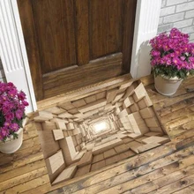 Еще коричневые деревянные кубические коробки дерева Абстрактный Цветочный 3d узор принт Противоскользящий Декоративный Пол Дверной коврик Домашний вход гостиная