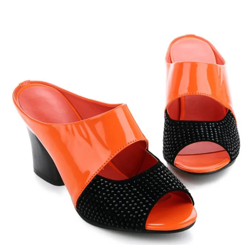 Новое поступление года; летние женские Роскошные туфли без задника с квадратным носком; модные женские туфли с цветочным узором - Цвет: 01