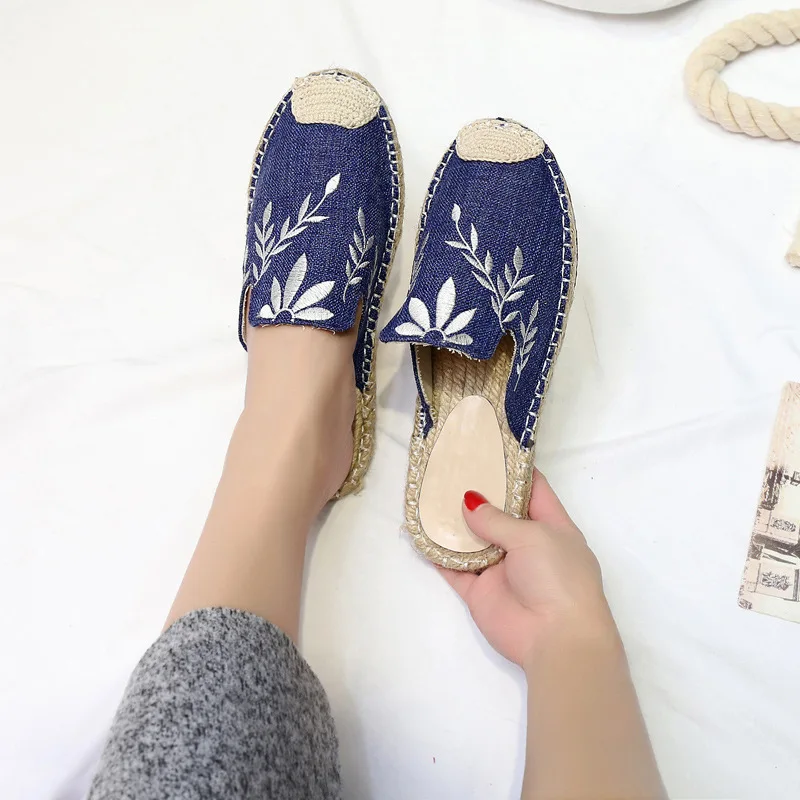 

Solid Summer Women Breathable Casual Flats Shoes Female Espadrilles Loafers Fashion lady Canvas Slippers Embroider shoes MB-42