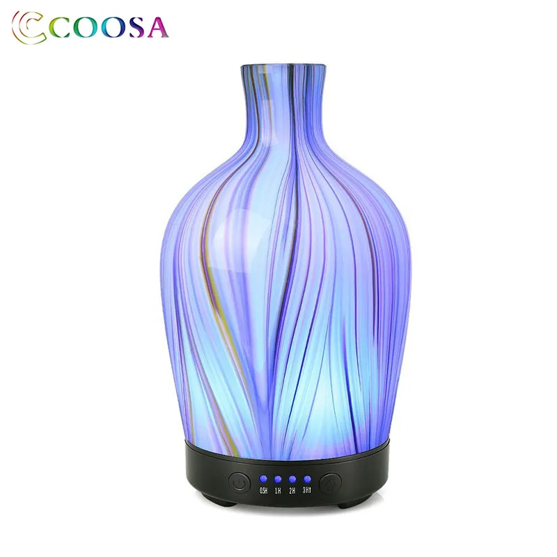 COOSA 3D стеклянный светодиодный рассеиватель эфирного масла 100 мл ультразвуковой