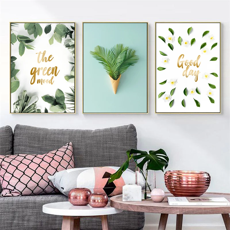 

SD LINLEEHON Green Tropical Leaf Canvas Painting Fresh Leaves Nordic Plant Poster Greenery Wall Picture Room Decoration Unframed