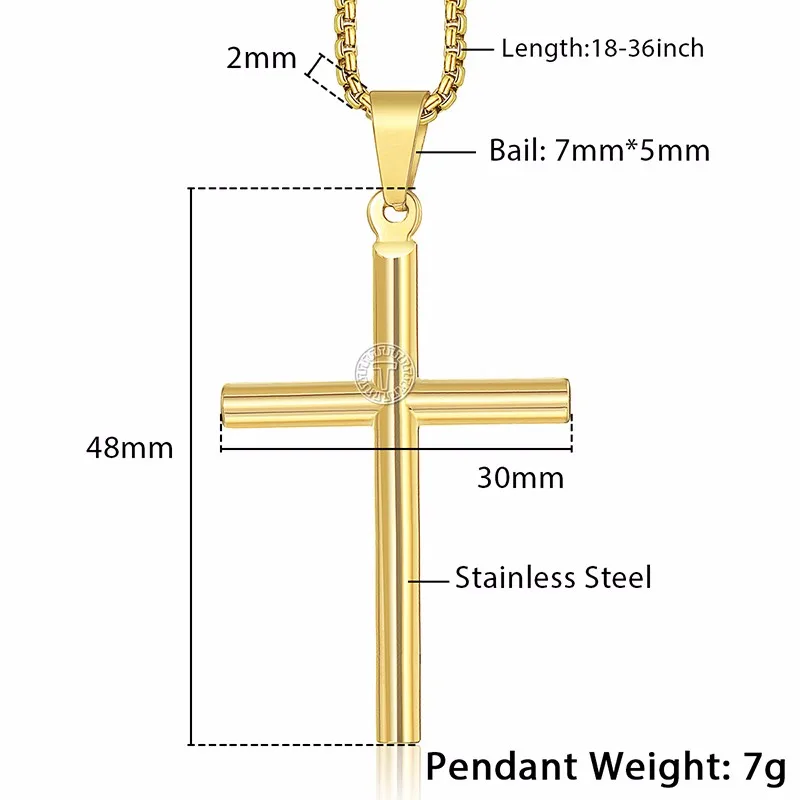 Davieslee крест кулон ожерелье Мужская цепь коробка звено из нержавеющей стали золотой серебряный тон DKPM139 - Окраска металла: Gold KP613
