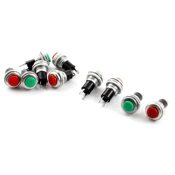 

UXCELL 10Pcs/LOT AC 125V 3A AC 250V 6A 2 Pin Red Green Metal Push Button Switches 8mm Button 10mm Thread SPST Momentary