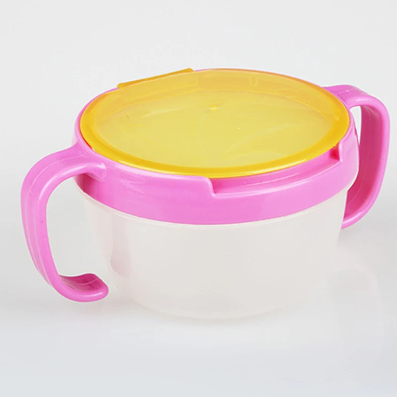 Colorful Baby 360 Rotate Spill-Proof Bowl Feeding Food Snack Dishes Tableware Container With Cover And Handle (3)
