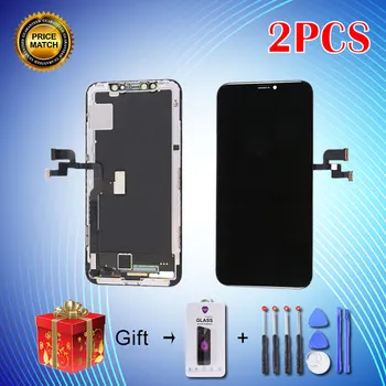2PCS Set 2019 Tianma New Tested Work Well LCDs For iPhone X LCD Display With 3D Touch Screen Digitizer Assembly With Free Gifts