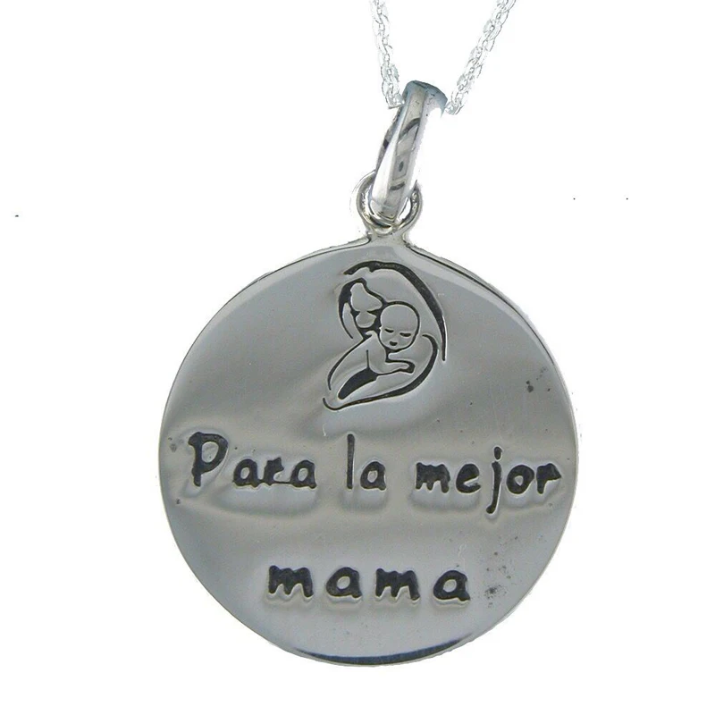 Alylosilver воротник Colgante Medalla Madre Para La Mejor Mama Plata De Ley Mujer Incluye Cadena и Estuche gift | Украшения