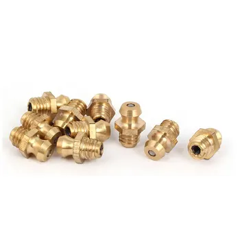 

X Autohaux M6 Male Thread 1Mm Pitch Straight Brass Hydraulic Grease Nipple Fittings 10 Pcs