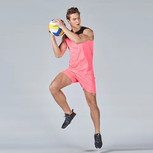 Индивидуальные мужские и женские наборы для волейбола, спортивная одежда для футбола, футбола, волейбола, майки, шорты, униформа для тренировок, костюм для бега - Цвет: Men pink
