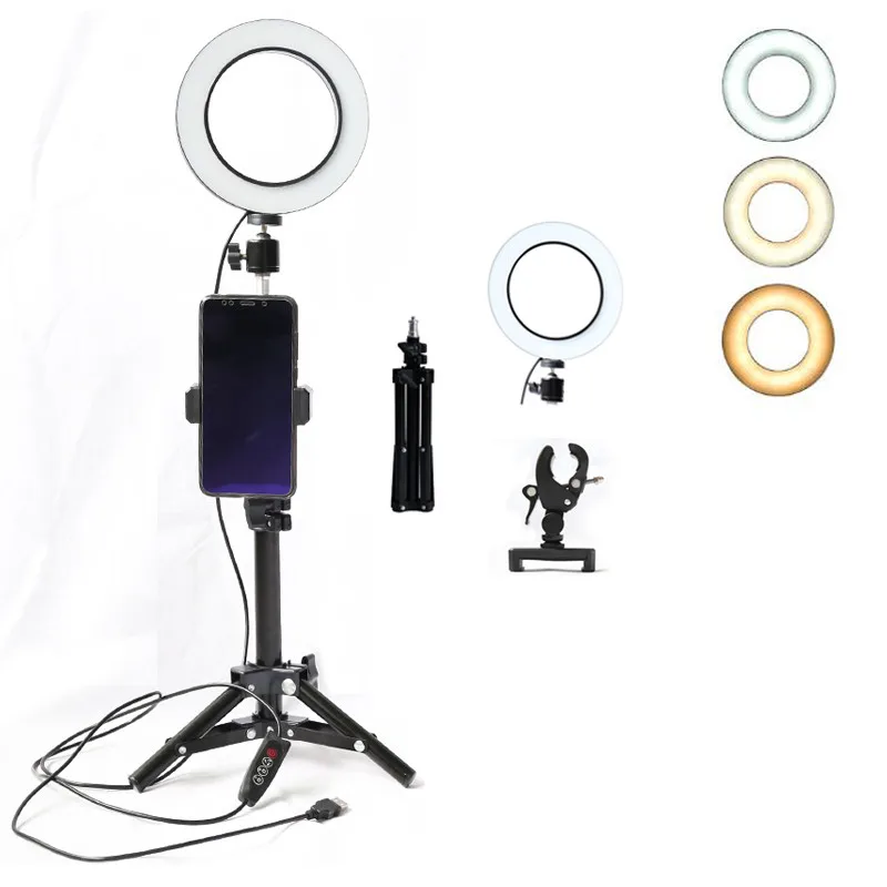 

6'' 16CM Dimmable LED Selfie Ring Light Makeup Live Video Lighting Kit With Light Stand Tripod Holder For HUAWEI IPhone USB Plug