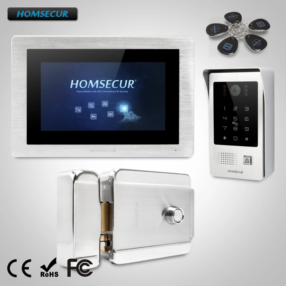 

HOMSECUR 7" Wired Video&Audio Smart Doorbell Electric Lock with Keys Included BC091 + BM714-S