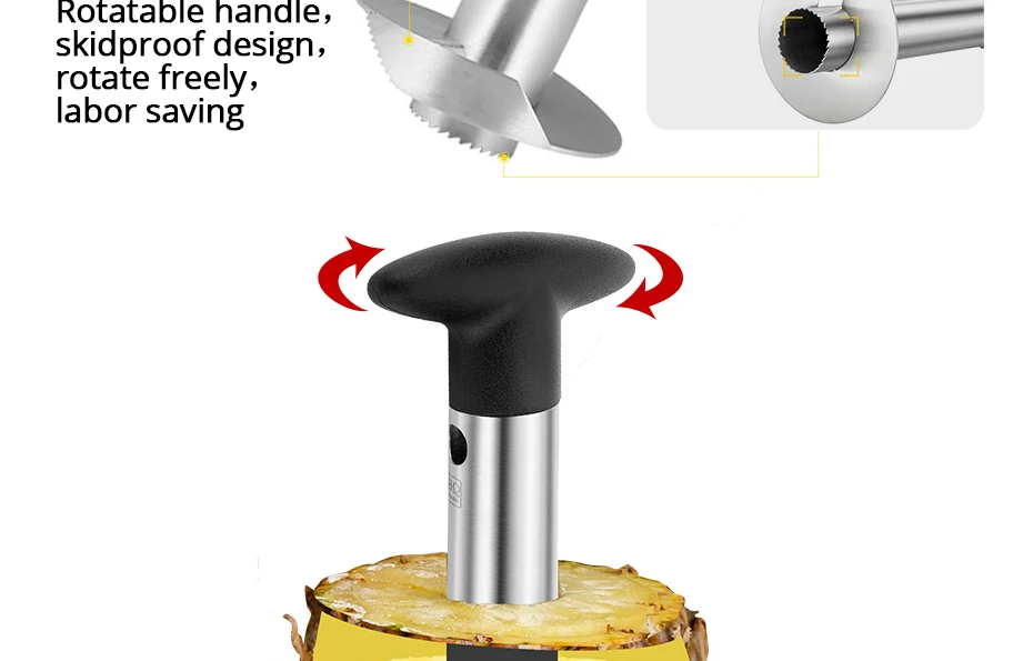 KONCO машина для очистки фруктов от кожуры или кожицы ананаса из нержавеющей стали очиститель фруктов слайсер резак с нескользящей съемной ручкой