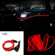 JURUS car styling 1meter flexible neon interior light el cold strip tube wire colors diy decoration