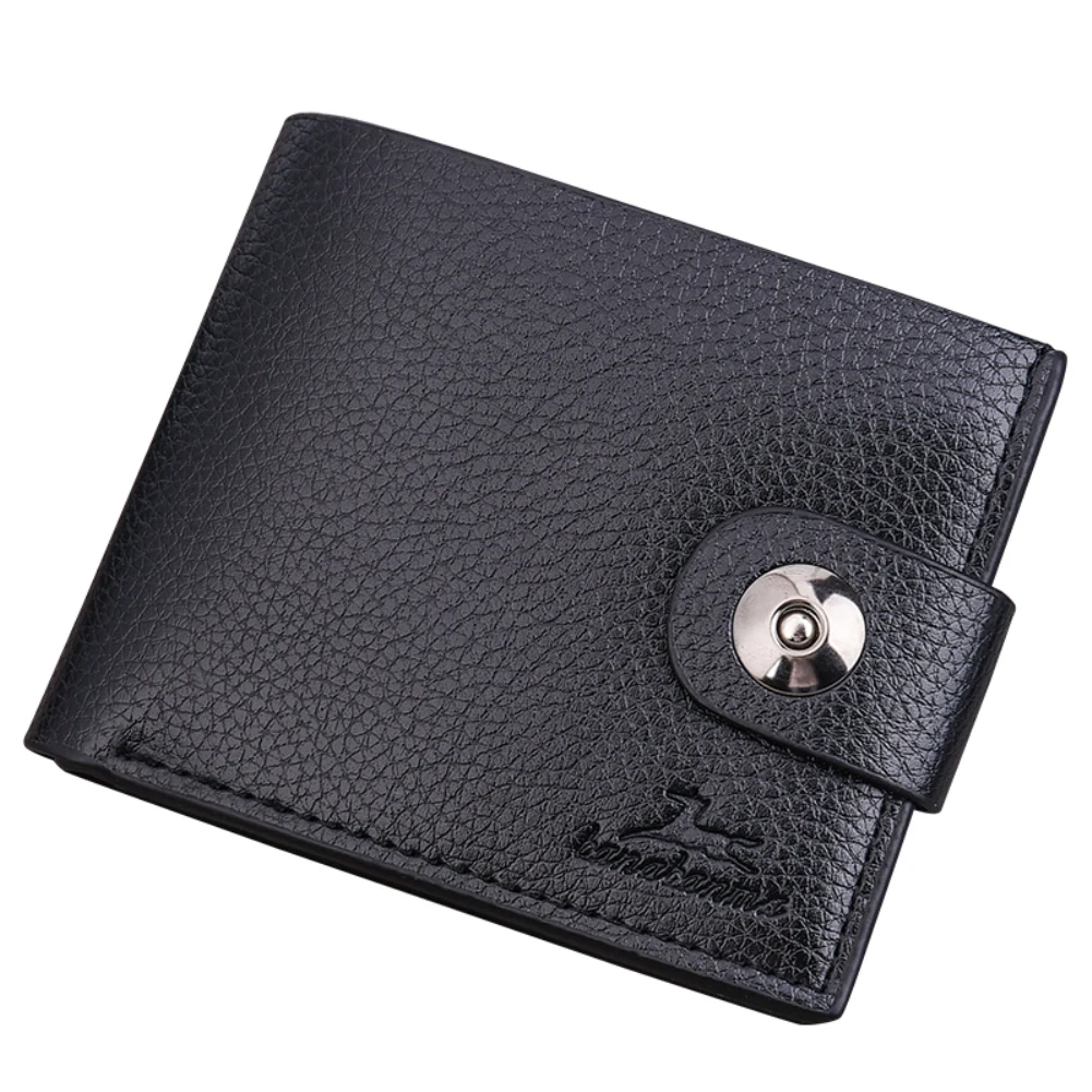 

Leather Multifunctional Slim Short Men Wallet Button Closure Male Clutch Credit Card Holder Business Wallet Men Travel Money Bag
