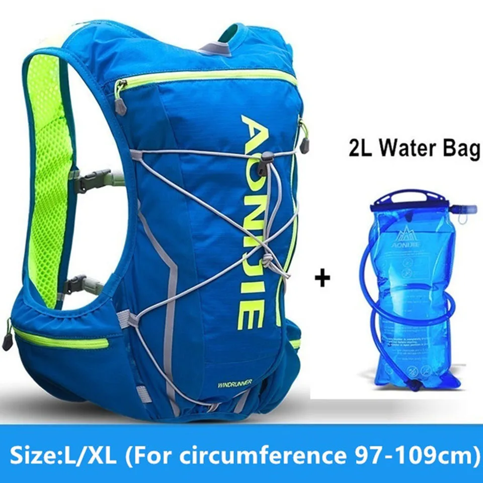 AONIJIE 10L рюкзак для бега с гидратационным жилетом для мужчин и женщин, велосипедные уличные спортивные сумки, походный рюкзак для бега, марафона, бега, велоспорта, пешего туризма - Цвет: Blue L with 2L