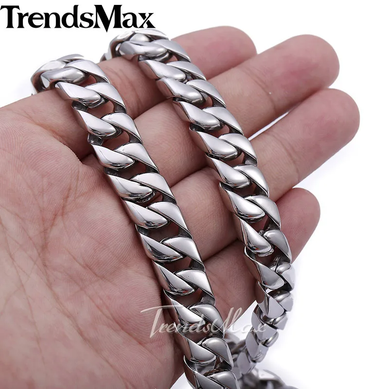 Тяжелая Мужская цепь Trendsmax 13 мм ожерелье для мальчиков гладкая панцирная