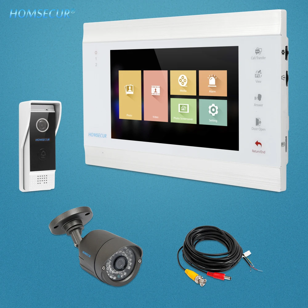 

HOMSECUR 7" Video Door Entry Security Intercom with Intra-monitor Audio Intercom (BC031HD-B +BM705HD-W)