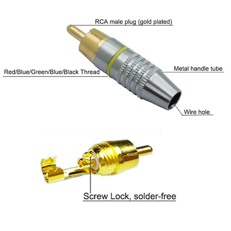 10 шт./лот RCA штекер аудио разъем позолоченный Винт Тип припоя динамик RCA штекер провода разъем Заводская низкая цена