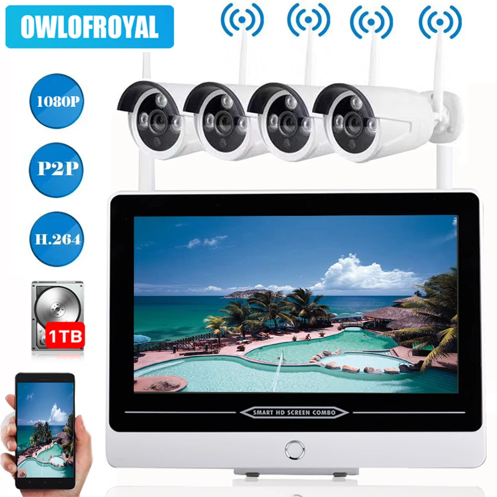 4ch hd 1080p home wifi wireless security camera system dvr kit 2mp cctv