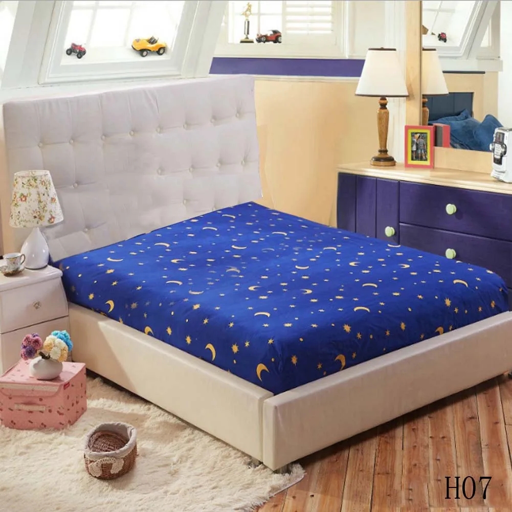 1pc Polyester Sheet Mattress Cover Colorful Bedding Linens Bed Sheets With Elastic Band Bed