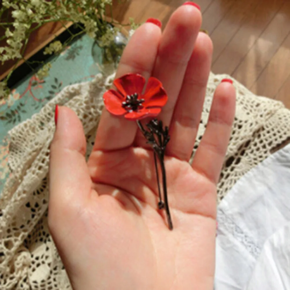 

Fashion Vintage Collar Pins Red Poppy Flower Brooch For Men Jewelry Brooches Pins Men Suit Accessories