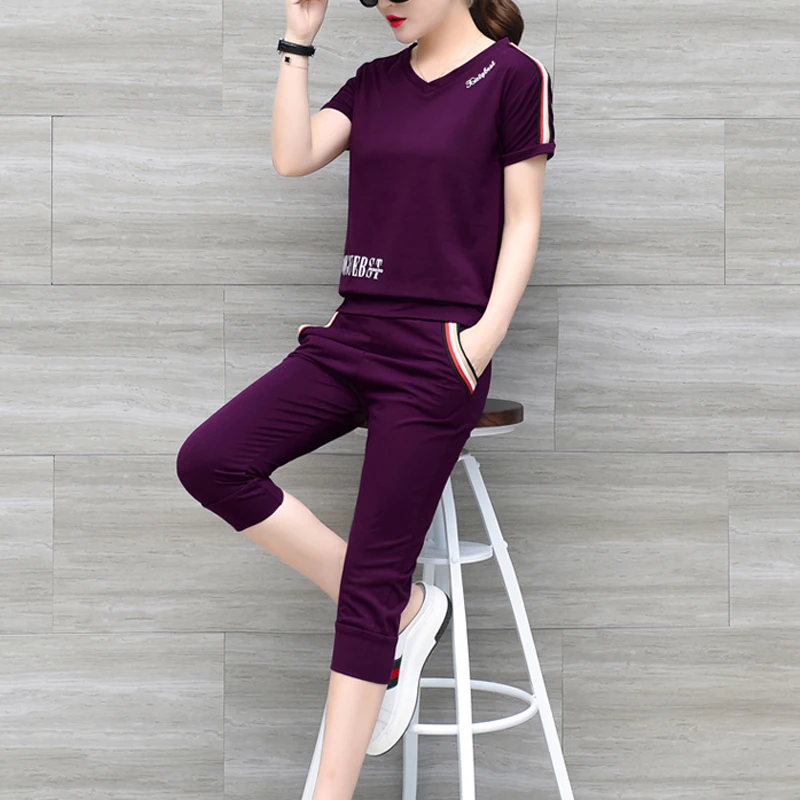 

Wholesale -Female T-shirt Casual Lady Short sleeve Top Tee Casual Knitwear Short Sleeve Letter Printing Women Tops - Send shorts