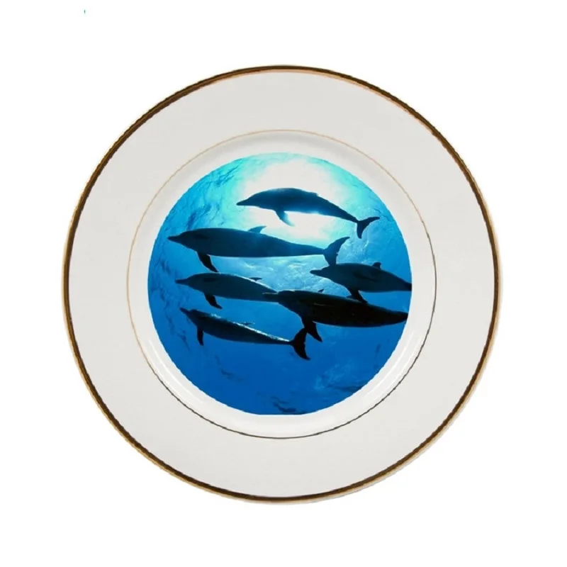 36 шт. 10 дюймов двойные золотые края сублимационные тарелки пустые керамические тарелки с покрытием посуда под заказ логотип для печати блюдо