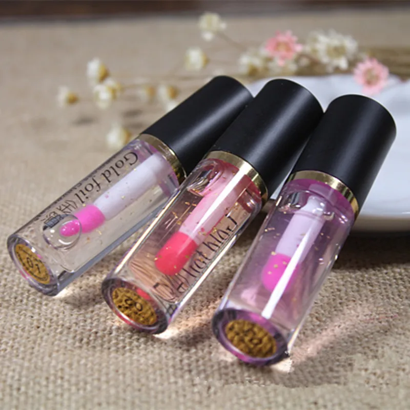 

Gold Foil Transparent Lip Gloss Temperature Change Moisturizing Lip Oil Long-lasting Cosmetic Beauty Lip Balm Maquiagem