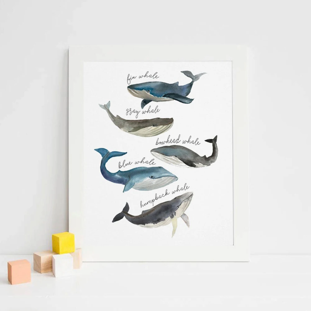 

Unframed Art Watercolor Style Whale Wall Decorative Painting Modern Home Decor