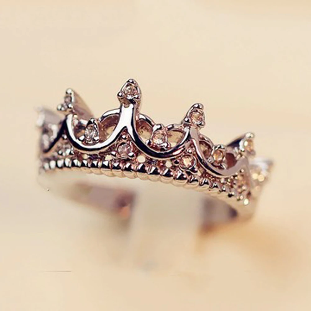 

Fashion Queen's Silver Crown Rings For Women Punk Brand Crystal Jewellery Love Rings Femme Bijoux Wedding Engagement Rings