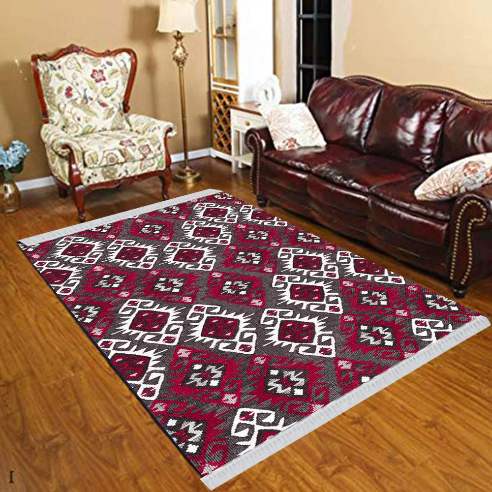 آخر Nordec أسود أبيض ikat الاسكندنافية Geometrics 3d طباعة مكافحة زلة الكليم قابل للغسل الزخرفية الكليم منطقة البساط البوهيمي السجاد