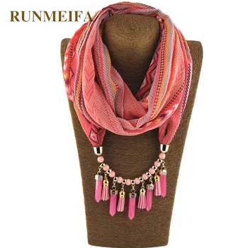 

RUNMEIFA Charms Pendant Necklace Scarf Jewelry Style CylindricalIron Alloy Match Keep Warm Tourism Wear Beads Water Drop Jewelry