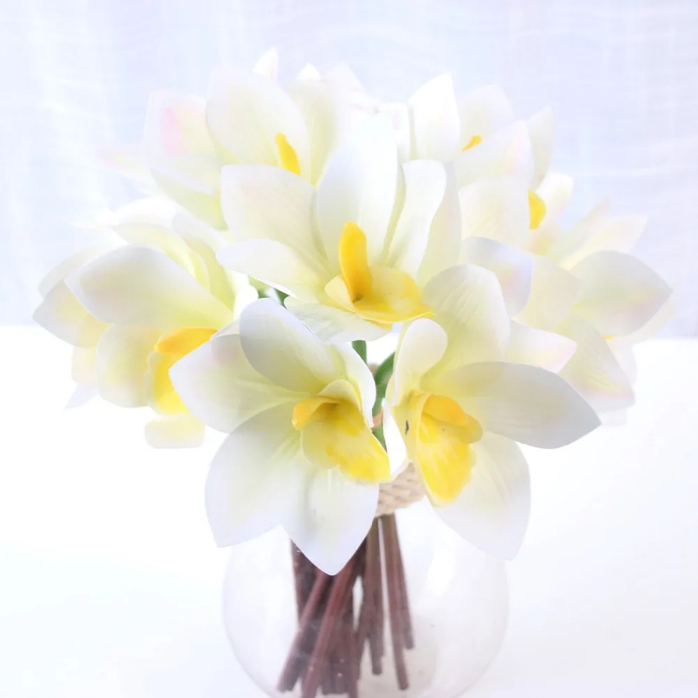 Искусственные цветы Cymbidium Бабочка Орхидея свадебный букет белые розовые розы