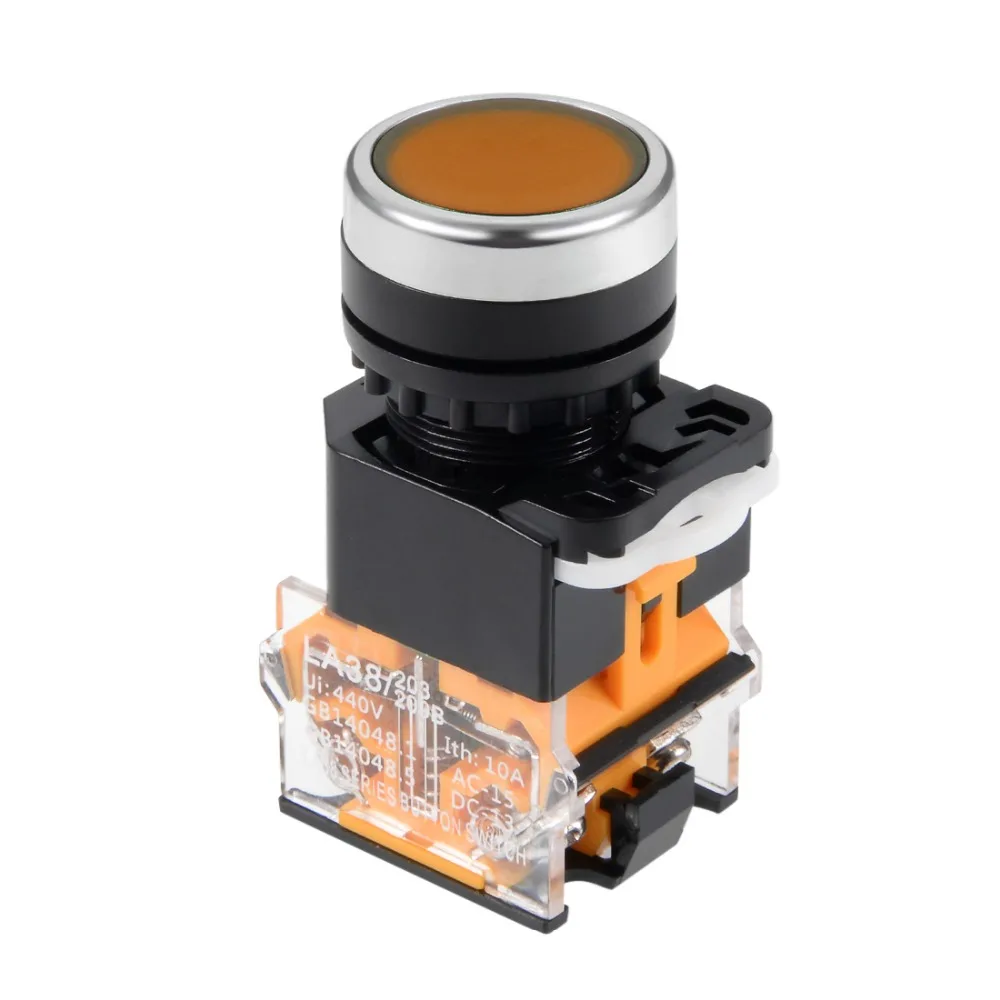 

UXCELL 22mm Switch Momentary Push Button Switch Green Or Orange Round Flat Button DPST 1 NO 1 NC To Electrified Railway Switches