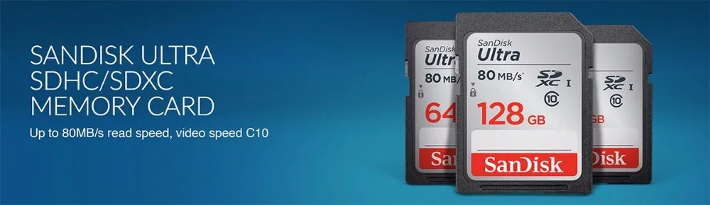 Карта памяти SanDisk Ultra, 128 ГБ, 80 МБ/с./с, класс 10, SD, SDHC, SDXC, SD карта, 32 ГБ, 16 ГБ, 64 ГБ, для камеры, поддержка официальной проверки