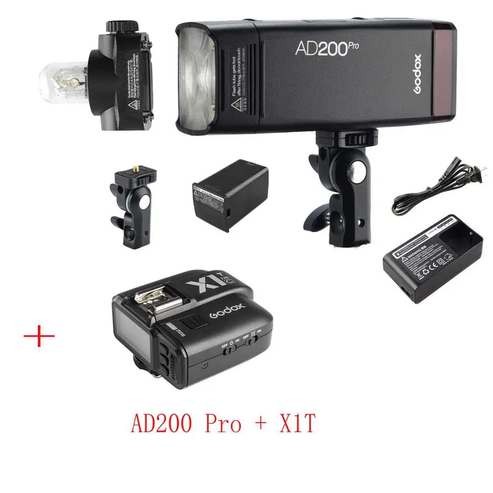 Godox AD200 Pro AD200Pro 200Ws 2,4G Вспышка стробоскоп 2900mAh батарея голая лампа Speedlite френель головка для DSLR вспышка для фотоаппарата - Цвет: withx1t