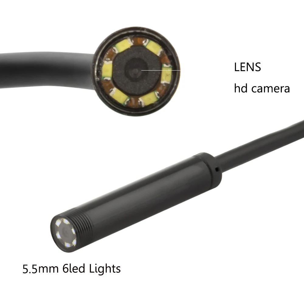 2m 5m USB Endoscope Android Camera 1/2/5/10m Flexible Snake Tube Inspection SmartPhone OTG Borescope Camera 6LED