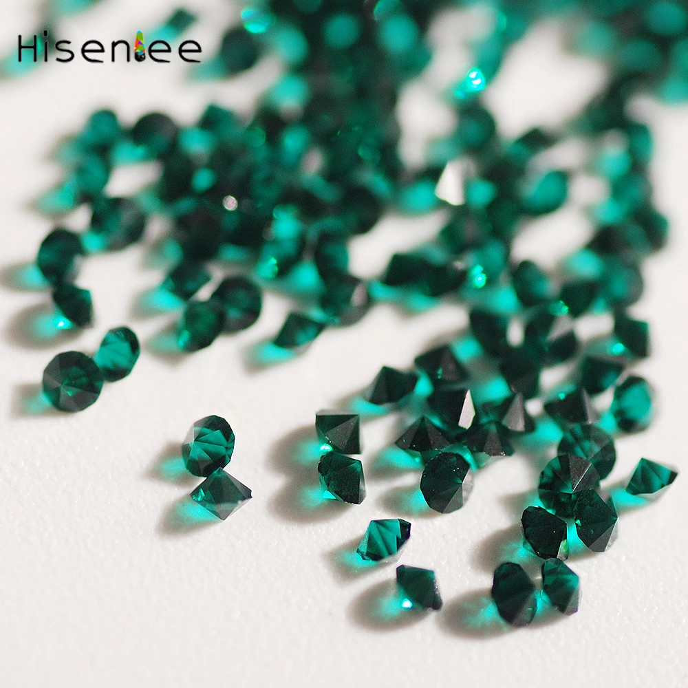 Темно-зеленые стеклянные стразы для дизайна ногтей 1,1 мм, микро алмазные маникюрные мини-стразы для рукоделия 1440 шт